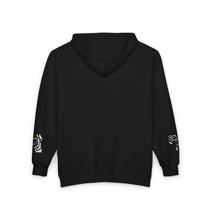 Zebra Eye Zip Hoodie — Minimal Animal Print Full-Zip Sweatshirt