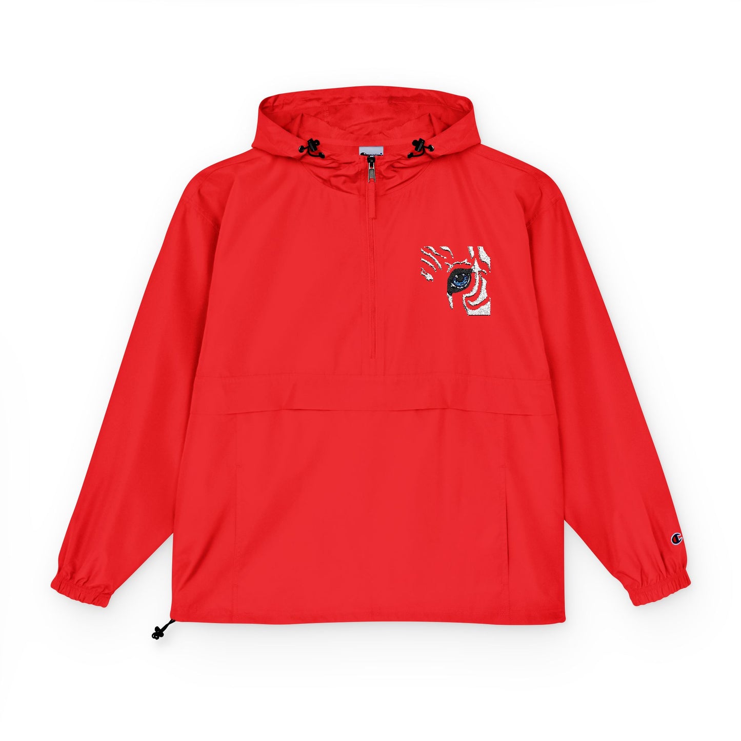 Orange Packable Anorak Jacket with Floral Koi Chest Print