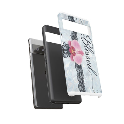 Blessed Pink Orchid Tough Phone Case — Floral Lace Protective Cover