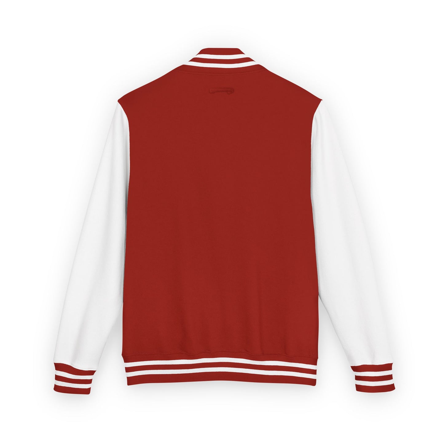 Tiger Eye Letterman Jacket — Red & White Varsity Jacket with Blue Tiger Eye Patch