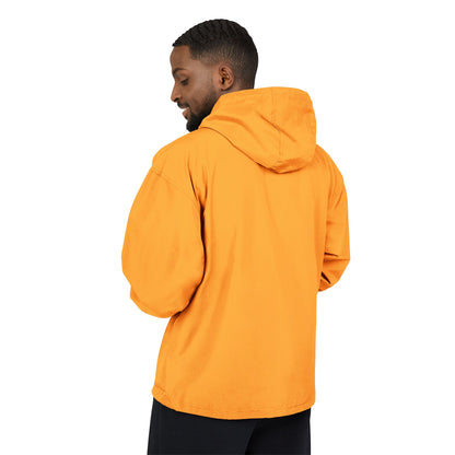 Orange Packable Anorak Jacket with Floral Koi Chest Print