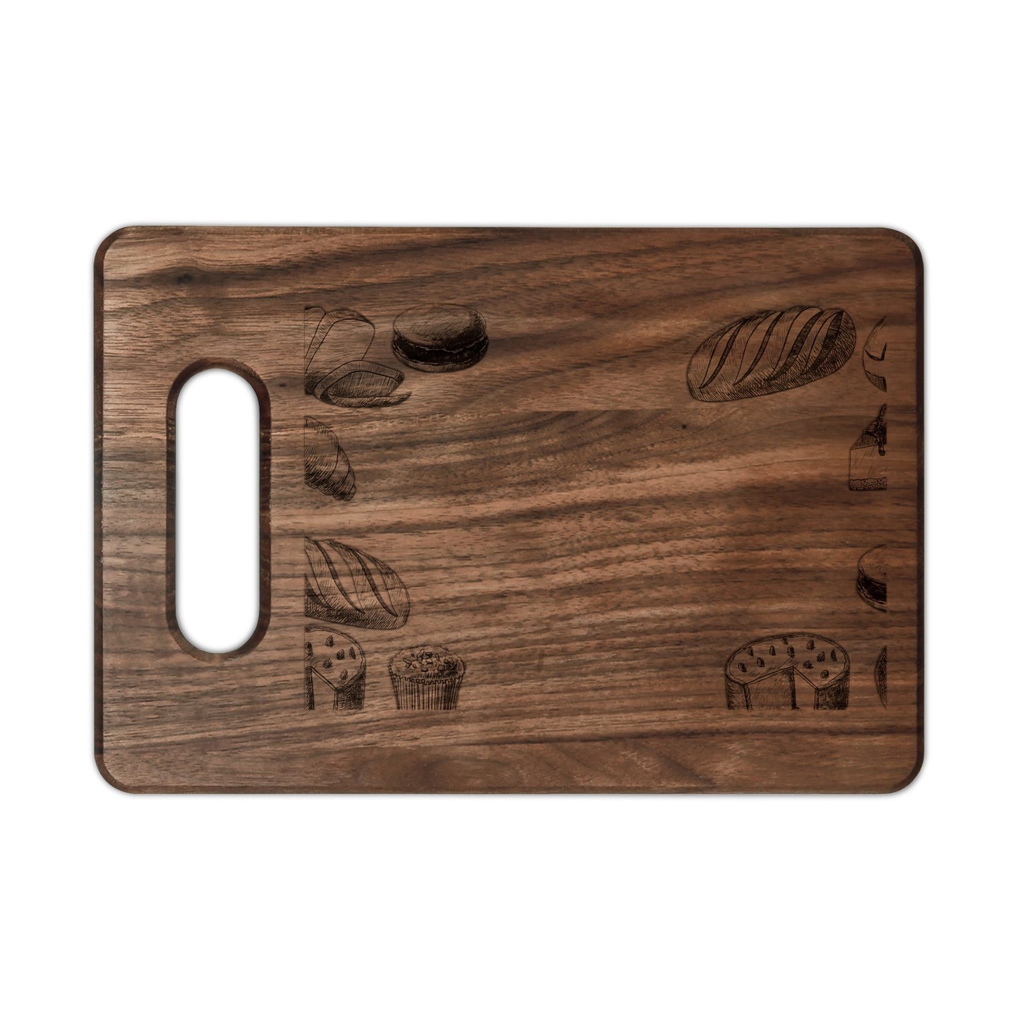 Engraved Baker's Cutting Board — Rustic Bread & Pastry Design