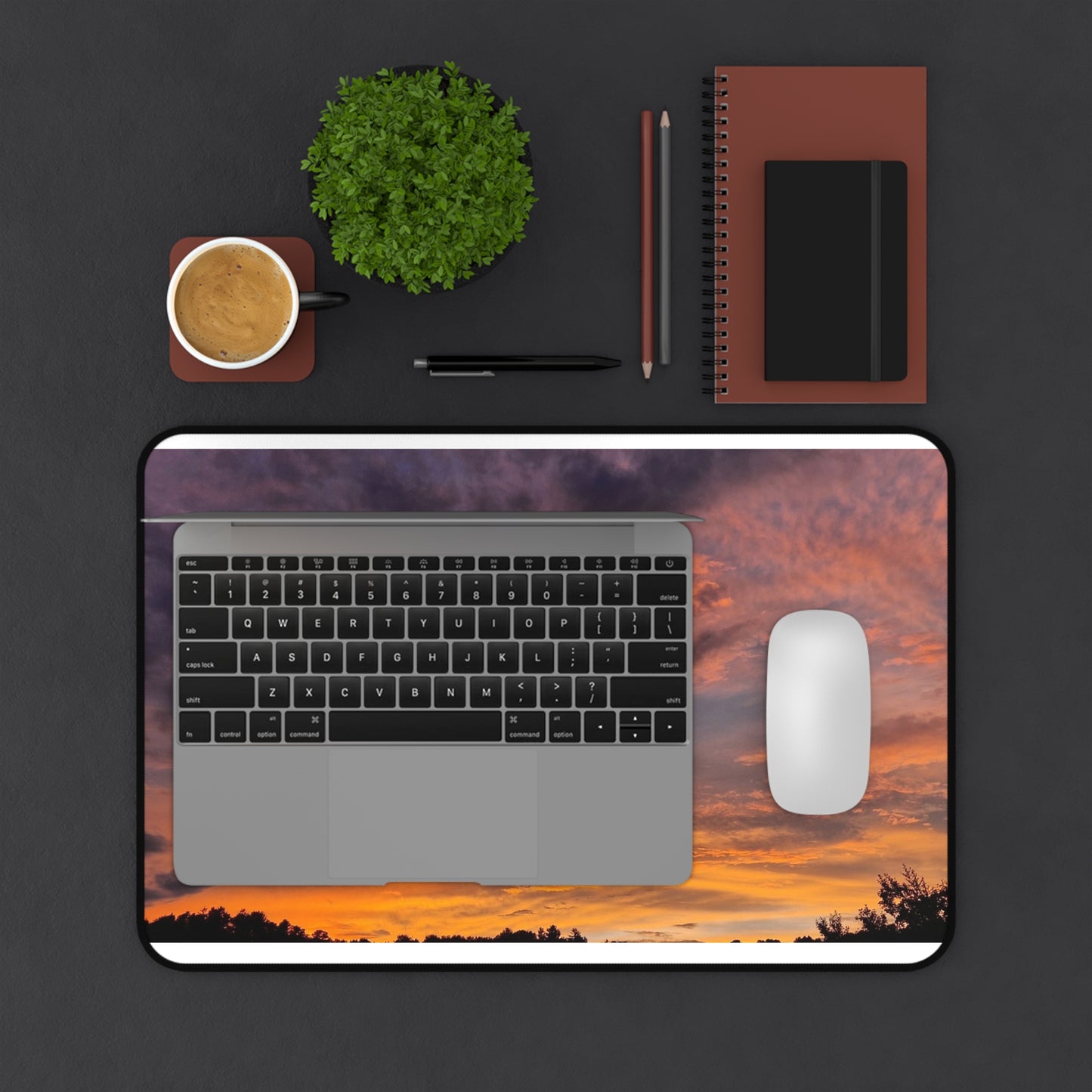 Sunset Sky Desk Mat — Vibrant Orange & Purple Desktop Mouse Pad