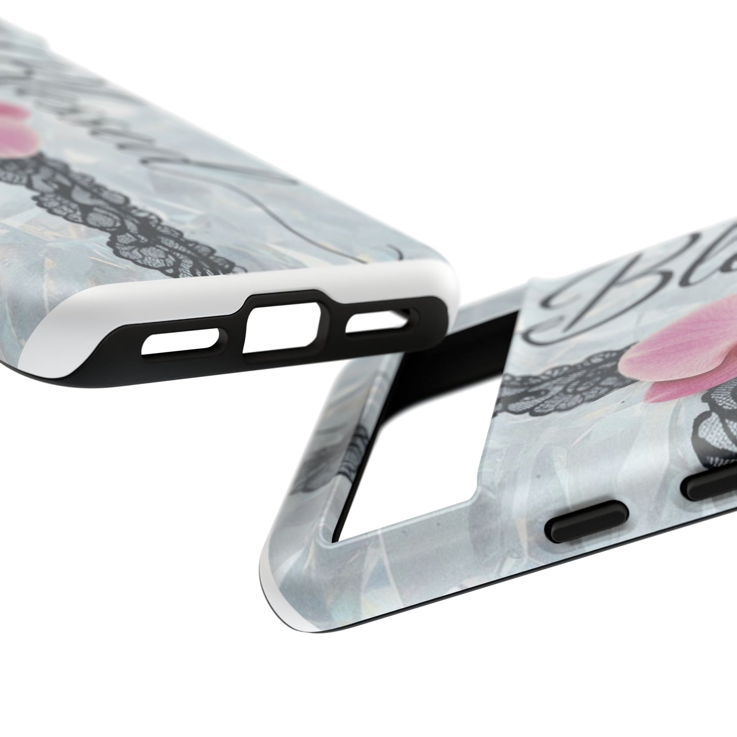 Blessed Pink Orchid Tough Phone Case — Floral Lace Protective Cover