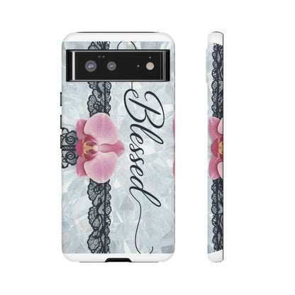 Blessed Pink Orchid Tough Phone Case — Floral Lace Protective Cover