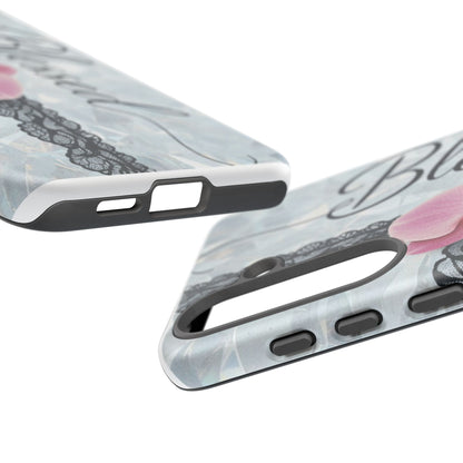 Blessed Pink Orchid Tough Phone Case — Floral Lace Protective Cover