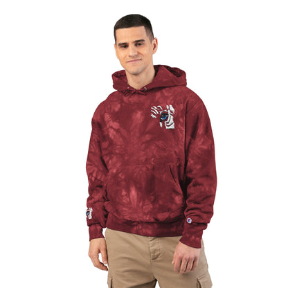 Tie-Dye Embroidered Hoodie — Black Swirl Champion Style