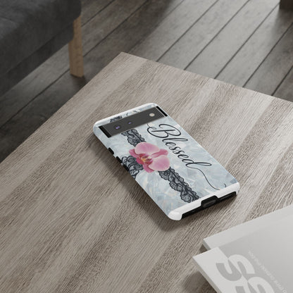 Blessed Pink Orchid Tough Phone Case — Floral Lace Protective Cover
