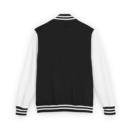 Tiger Eye Letterman Jacket — Red & White Varsity Jacket with Blue Tiger Eye Patch