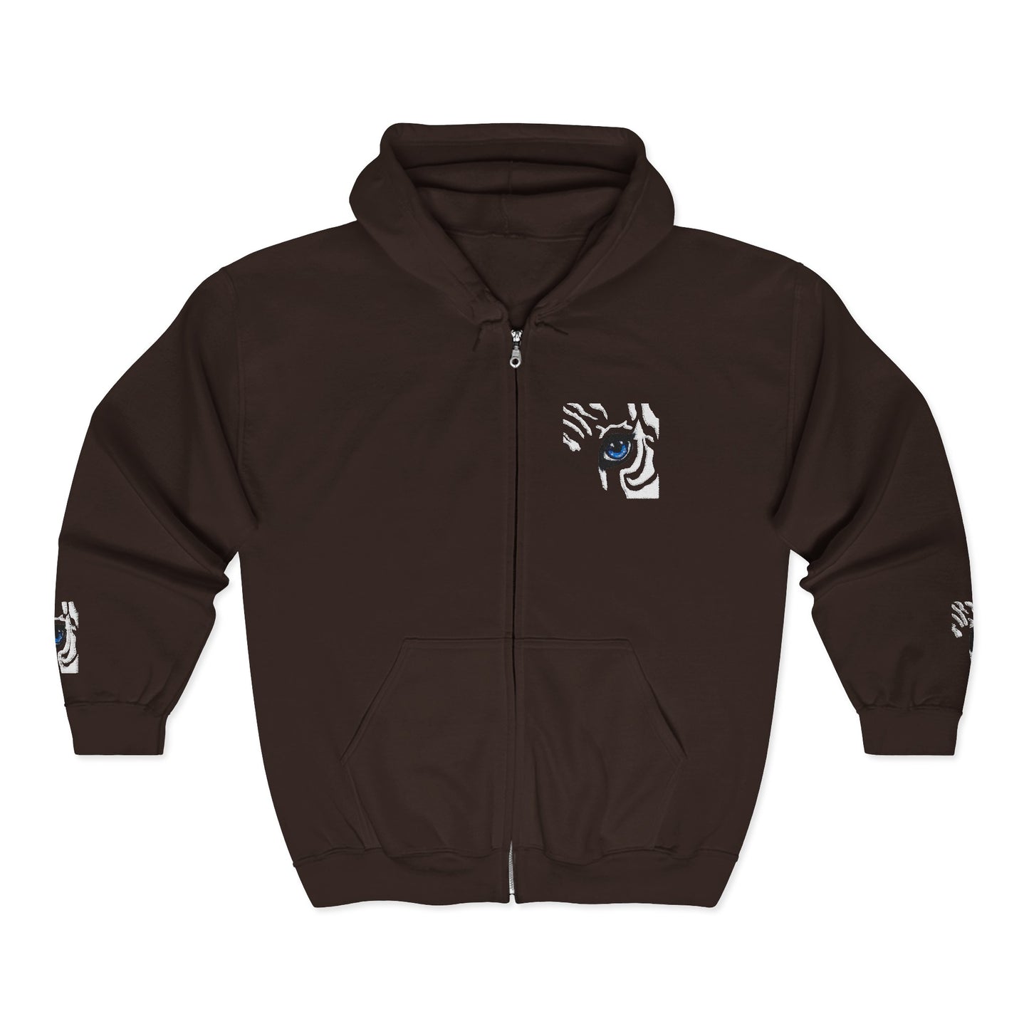 Zebra Eye Zip Hoodie — Minimal Animal Print Full-Zip Sweatshirt