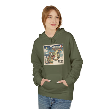 UFO Surfing Hoodie — Retro Alien Surfing Graphic Pullover