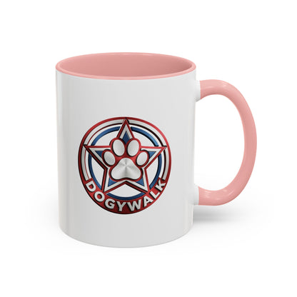 Dogwalk Paw Star Accent Coffee Mug — Cute Vintage Dog Illustration, Perfect Gift for Dog Lovers (11/15 oz)