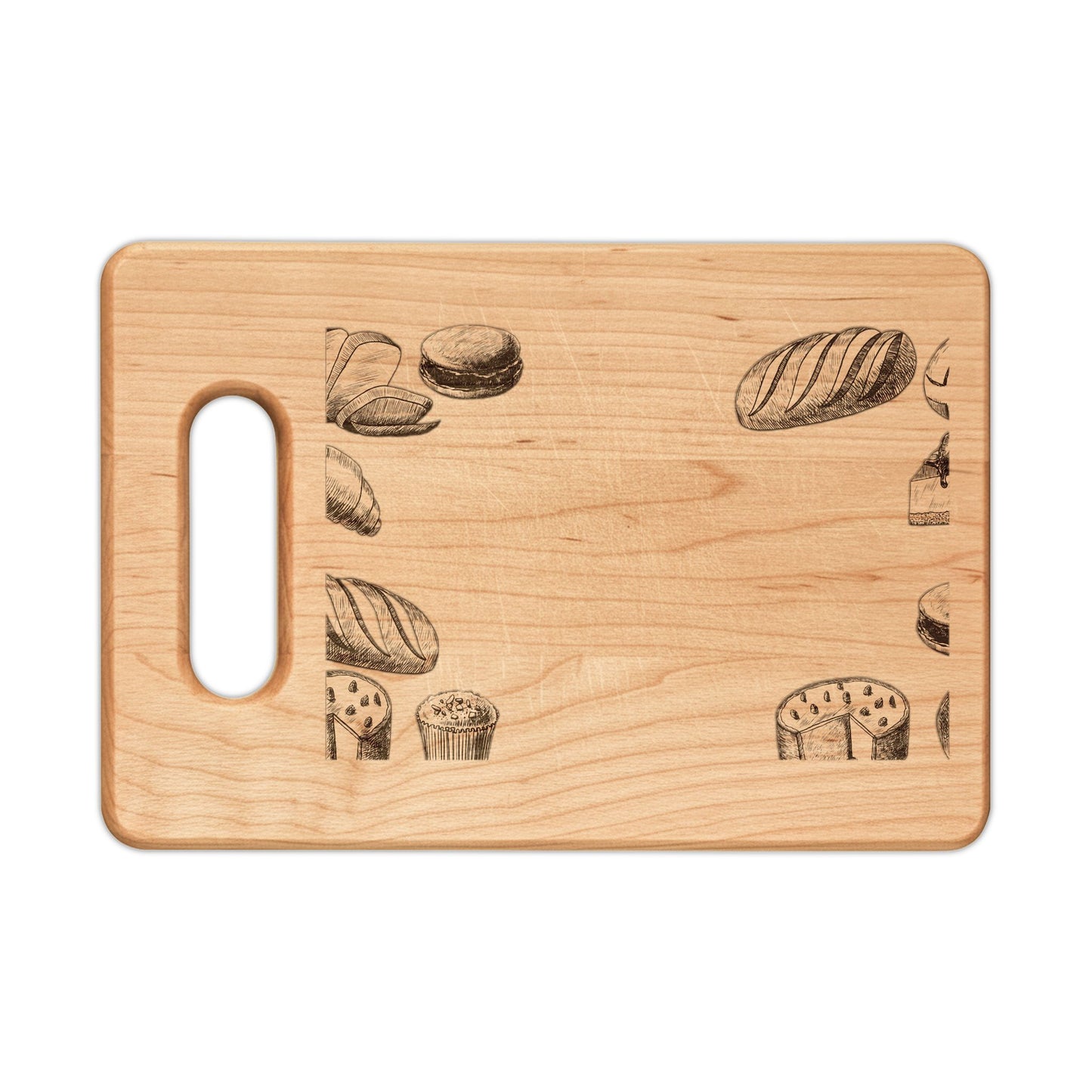 Engraved Baker's Cutting Board — Rustic Bread & Pastry Design
