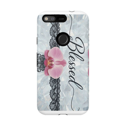 Blessed Pink Orchid Tough Phone Case — Floral Lace Protective Cover