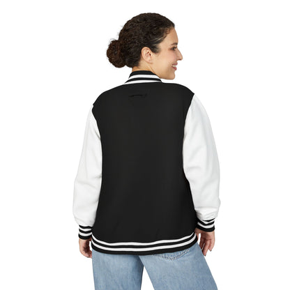 Tiger Eye Letterman Jacket — Red & White Varsity Jacket with Blue Tiger Eye Patch