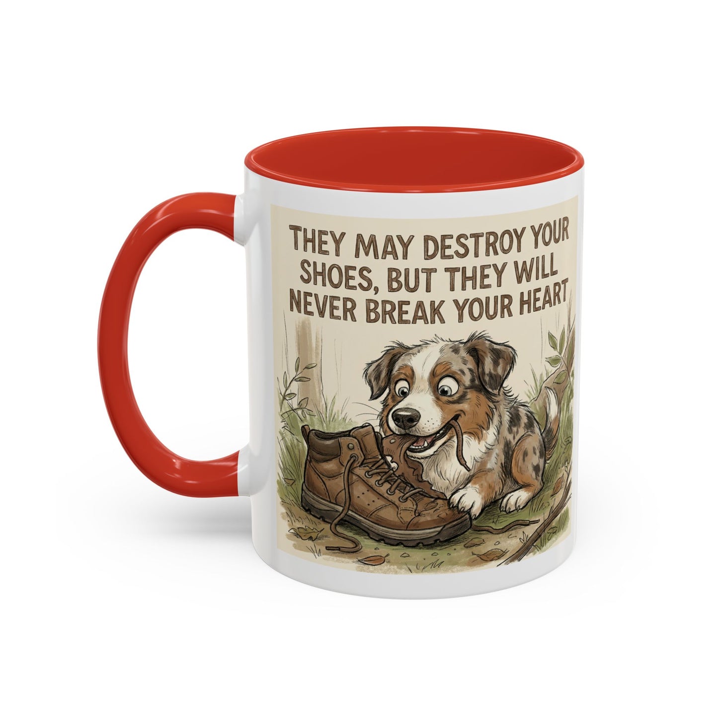 Dogwalk Paw Star Accent Coffee Mug — Cute Vintage Dog Illustration, Perfect Gift for Dog Lovers (11/15 oz)