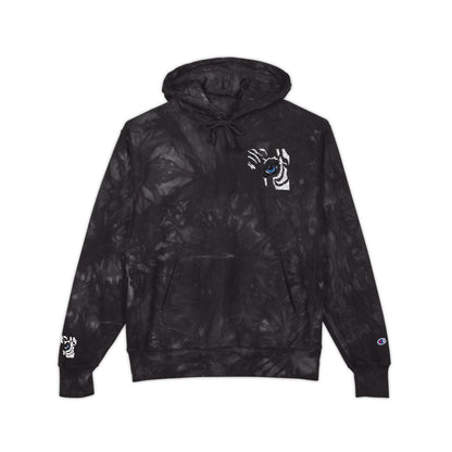 Tie-Dye Embroidered Hoodie — Black Swirl Champion Style