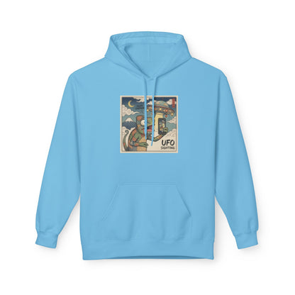 UFO Surfing Hoodie — Retro Alien Surfing Graphic Pullover