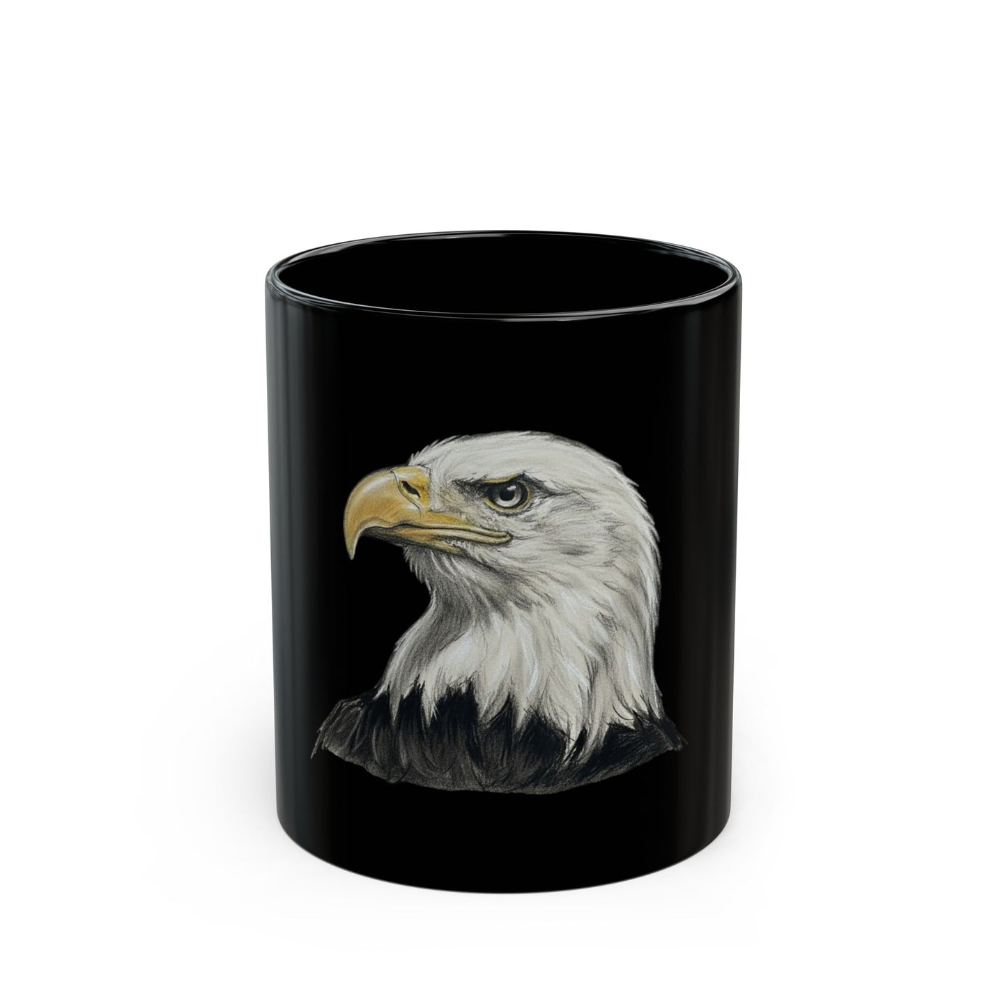 Bald Eagle Portrait Mug — Black Ceramic Coffee Cup (11oz/15oz)
