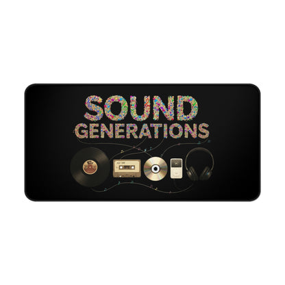 Sound Generations Desk Mat — Retro Vinyl, Cassette & Headphones Mousepad