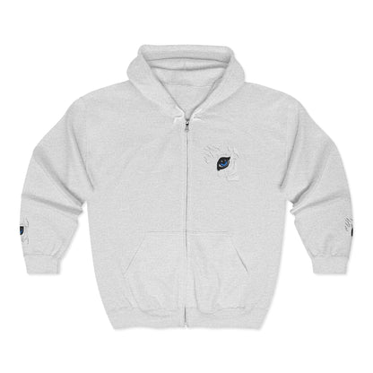 Zebra Eye Zip Hoodie — Minimal Animal Print Full-Zip Sweatshirt