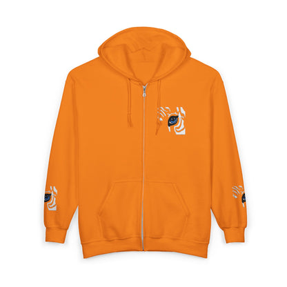 Zebra Eye Zip Hoodie — Minimal Animal Print Full-Zip Sweatshirt